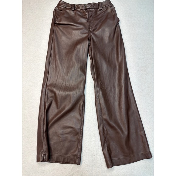 Joe's Jeans Brown Faux Leather Wide Leg High Rise Trousers Pants Size 26 - Picture 3 of 6